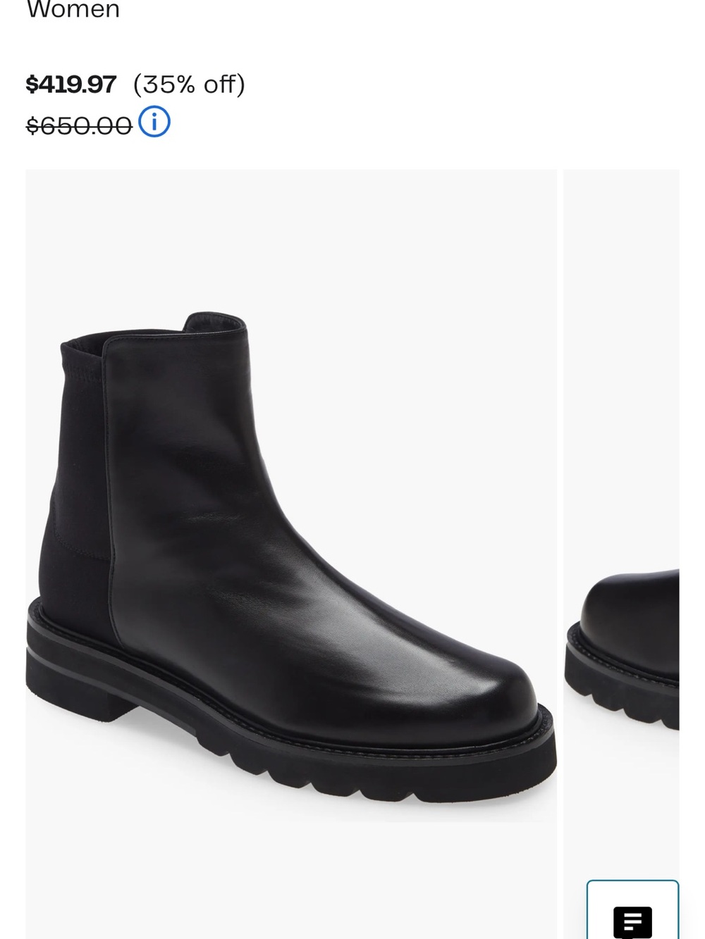 Stuart Weitzman Black 5050 Lug Sole Ankle Boot